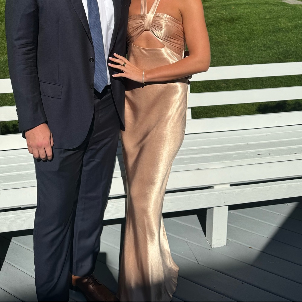 Shona Joy Rose Gold Halter Gown